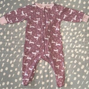 Gerber Purple Bunny Print Infant Footie Pajamas